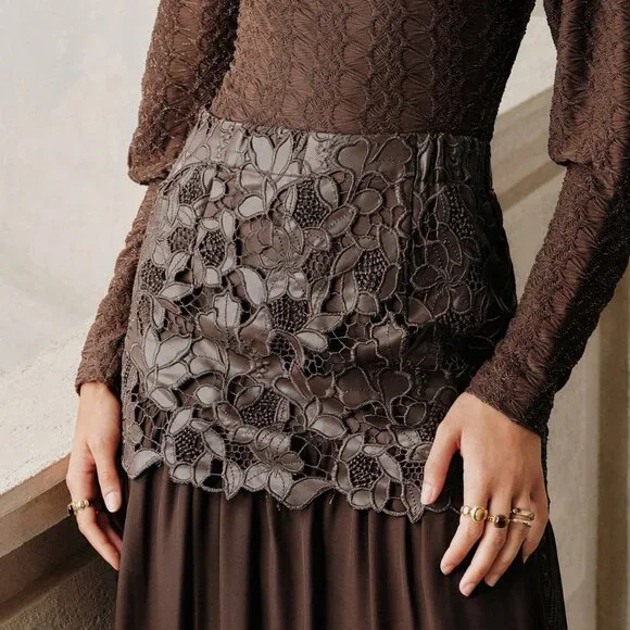 Coffee Brown Elegant Women's Savoree Skirt